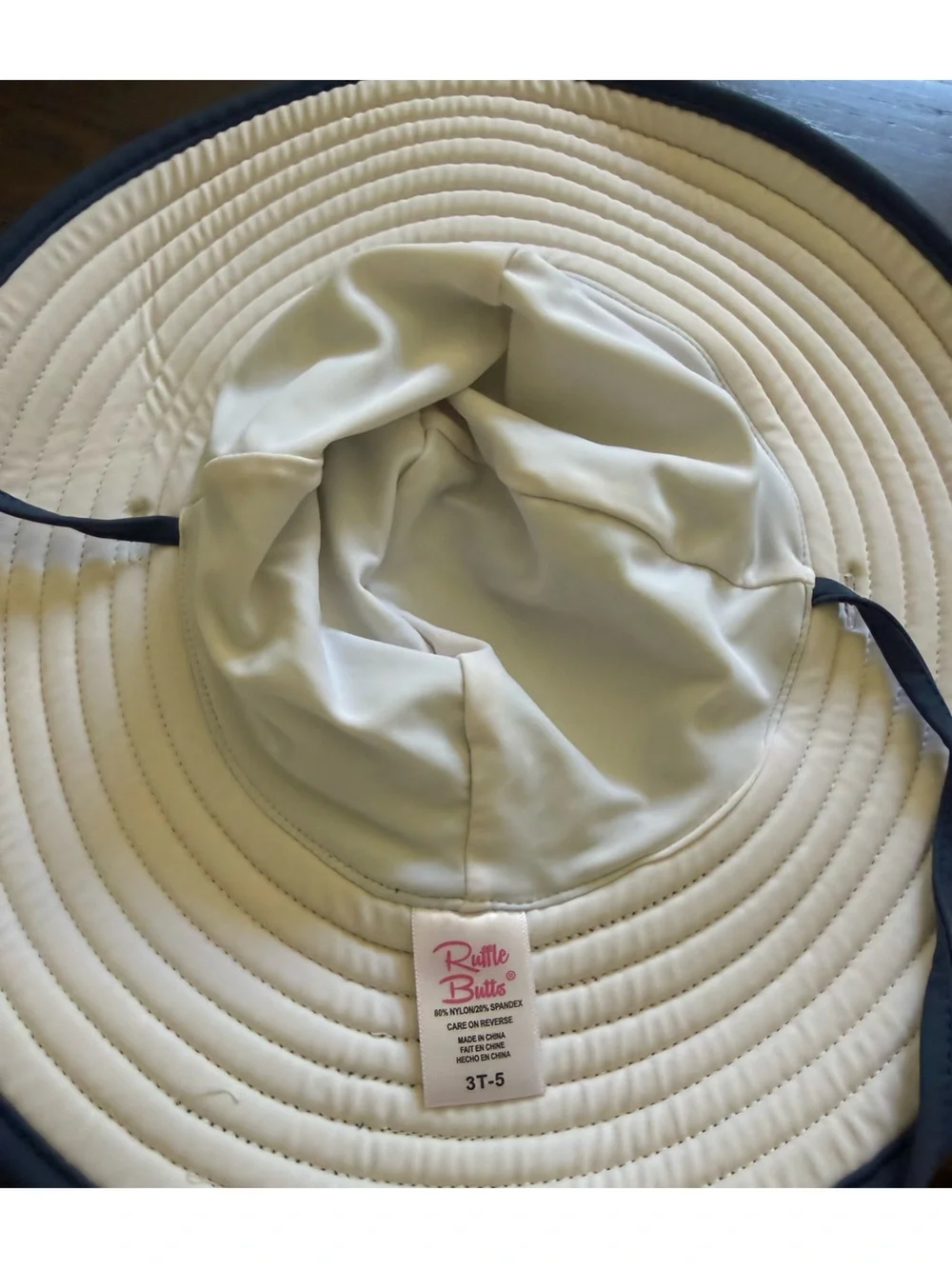Kids Wide-Brim Sun Hat - Peach, Navy, Pink Stripe